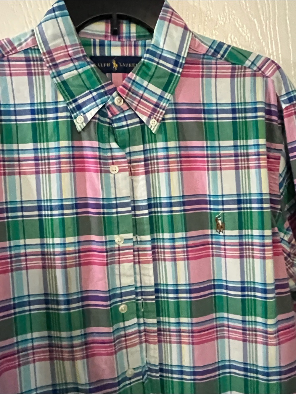 Ralph Lauren Pink, Green & Blue Plaid Button-Down Shirt